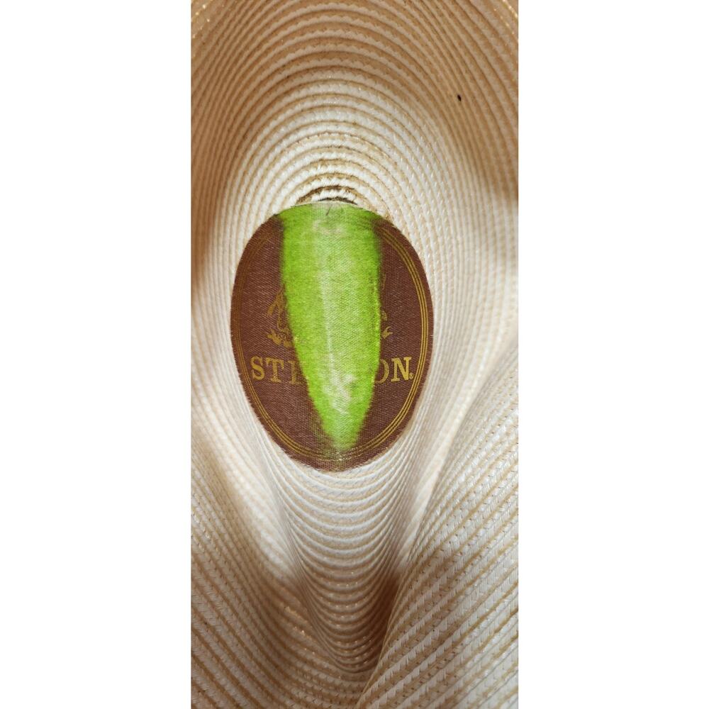 STETSON Men's Andover Florentine Milan Straw Fedora Sz 7 3/8 No Pin See Pics - Picture 6 of 7